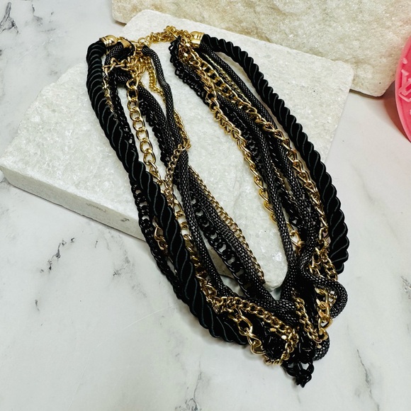 NEW! MIKA Signed Black & Gold Multi Strand Rope & Chain Necklace - Picture 7 of 17